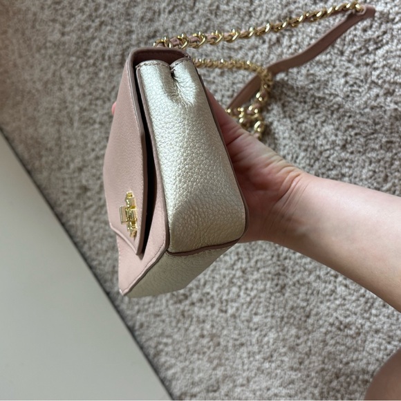 Tory Burch Classic Pink/Gold Leather Mini Kira Crossbody Bag - Picture 11 of 11